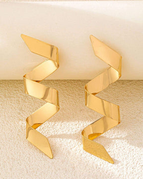 Golden Zig- Zag Drop Earrings