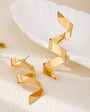 Golden Zig- Zag Drop Earrings