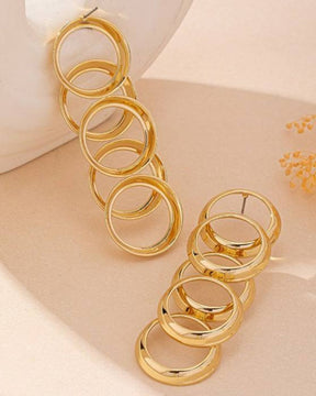 Golden Geometric Circle Drop Earrings