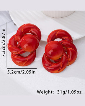 Red Twist Knot Retro Stud Earrings