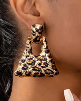 Animal Print Triangle Drop Earrings