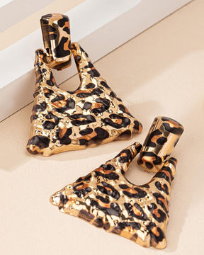 Animal Print Triangle Drop Earrings