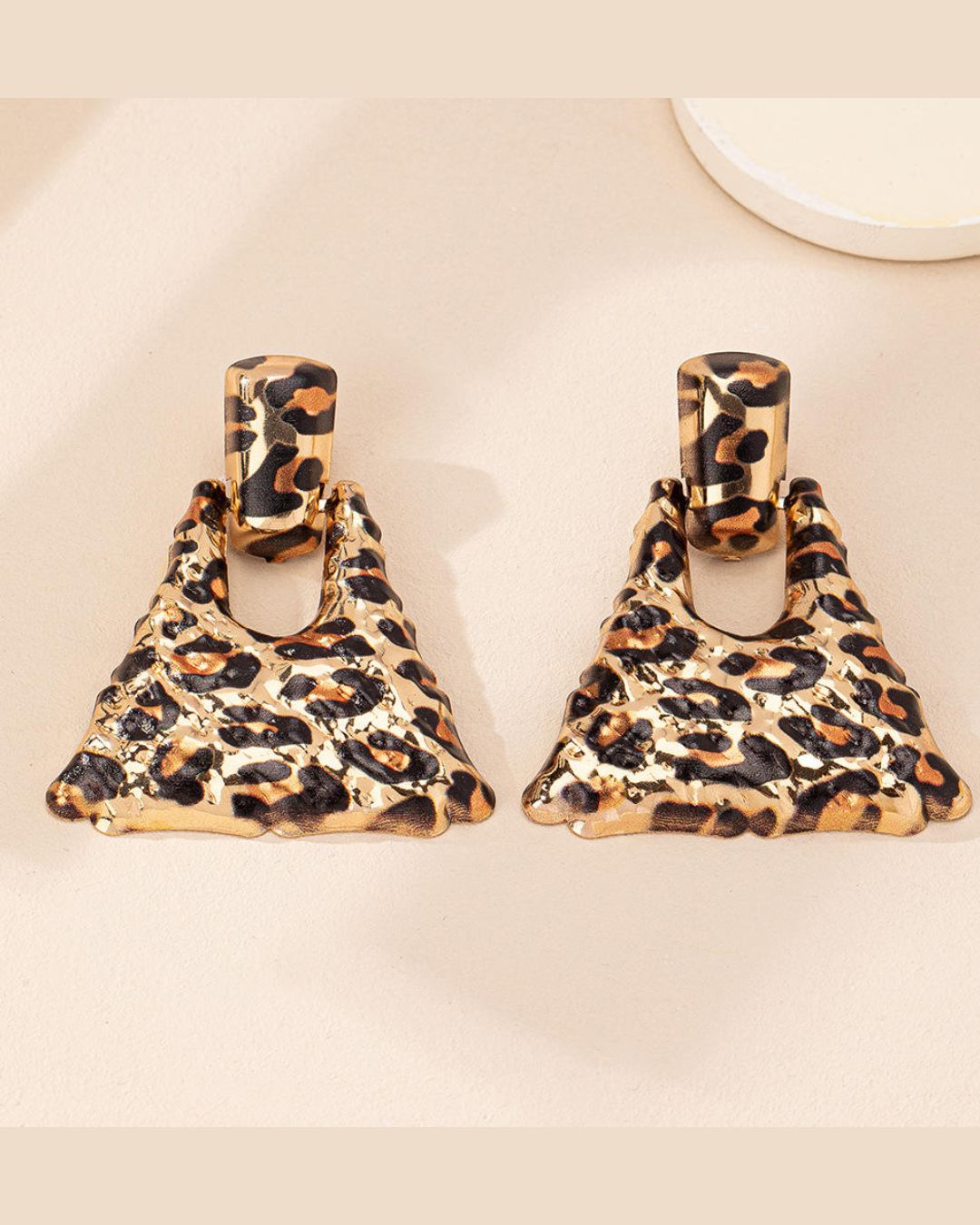 Animal Print Triangle Drop Earrings
