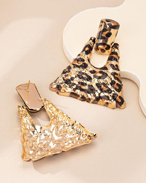 Animal Print Triangle Drop Earrings