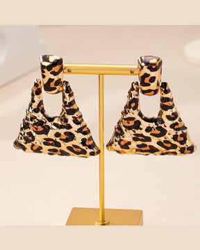 Animal Print Triangle Drop Earrings