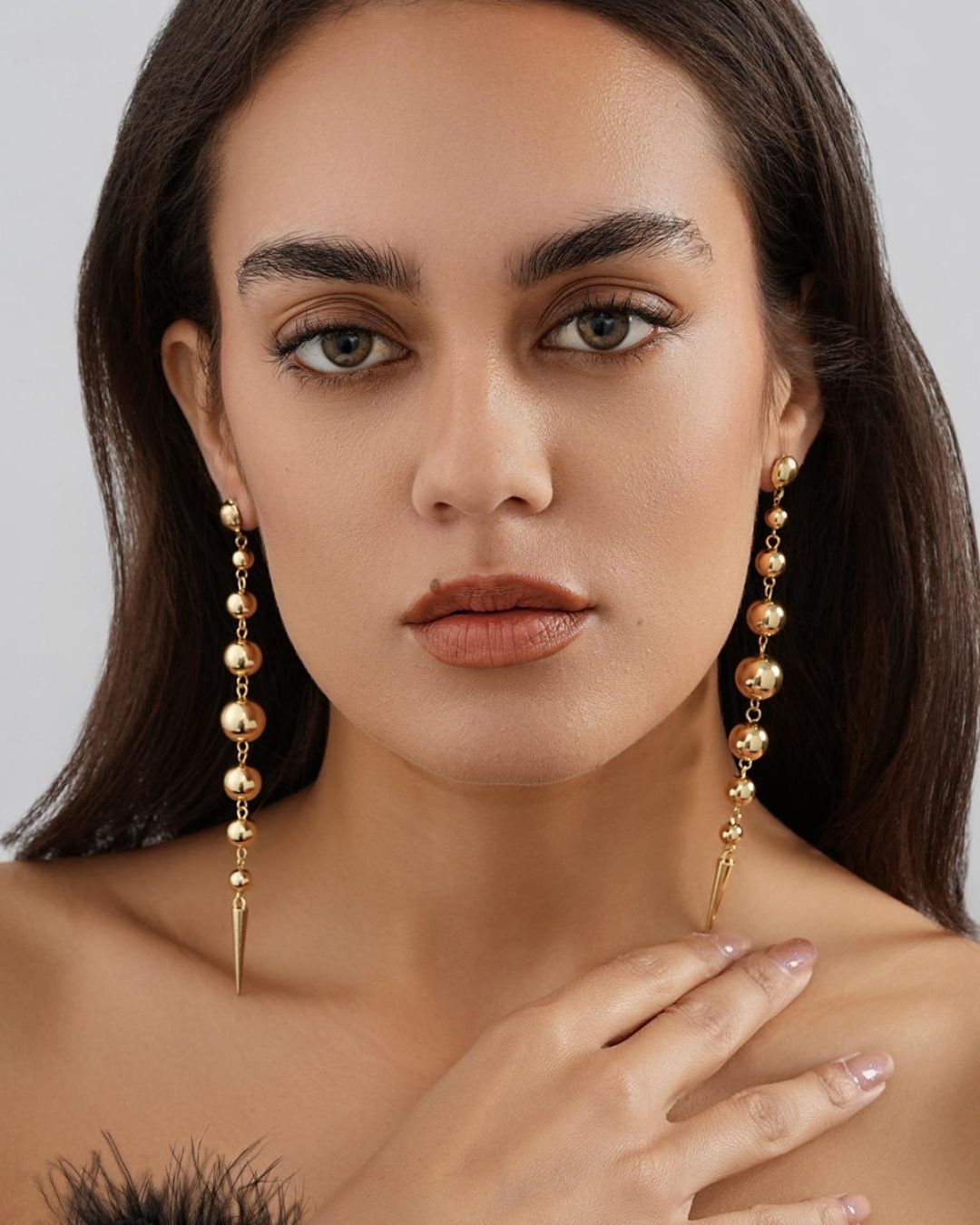 Golden Bead Drop Earrings