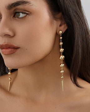 Golden Bead Drop Earrings