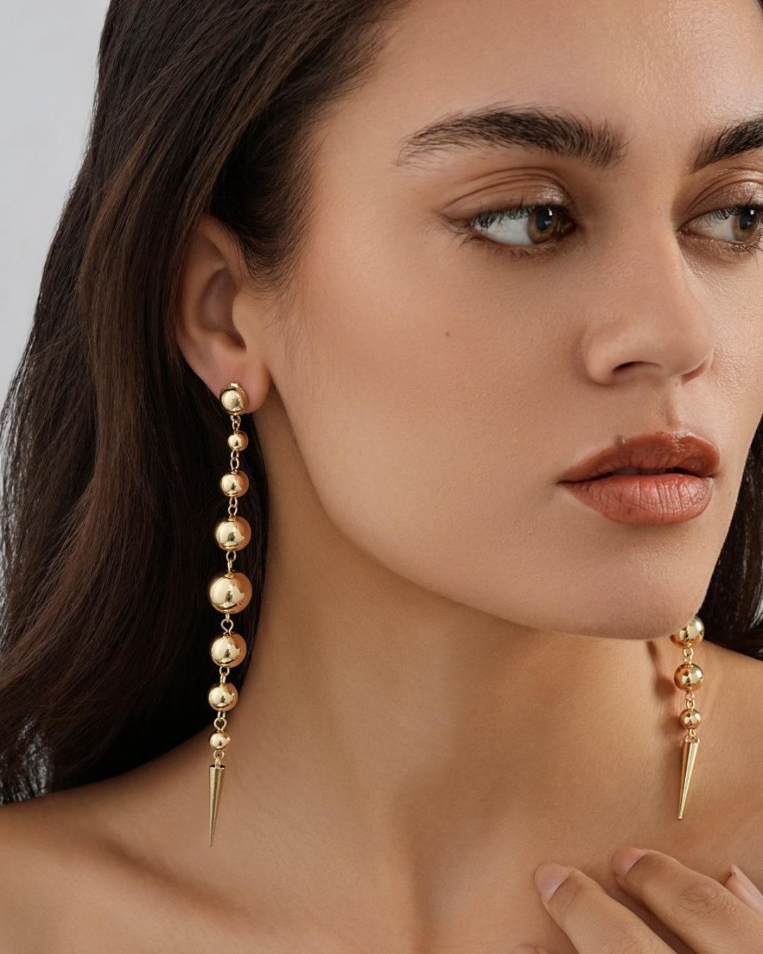 Golden Bead Drop Earrings