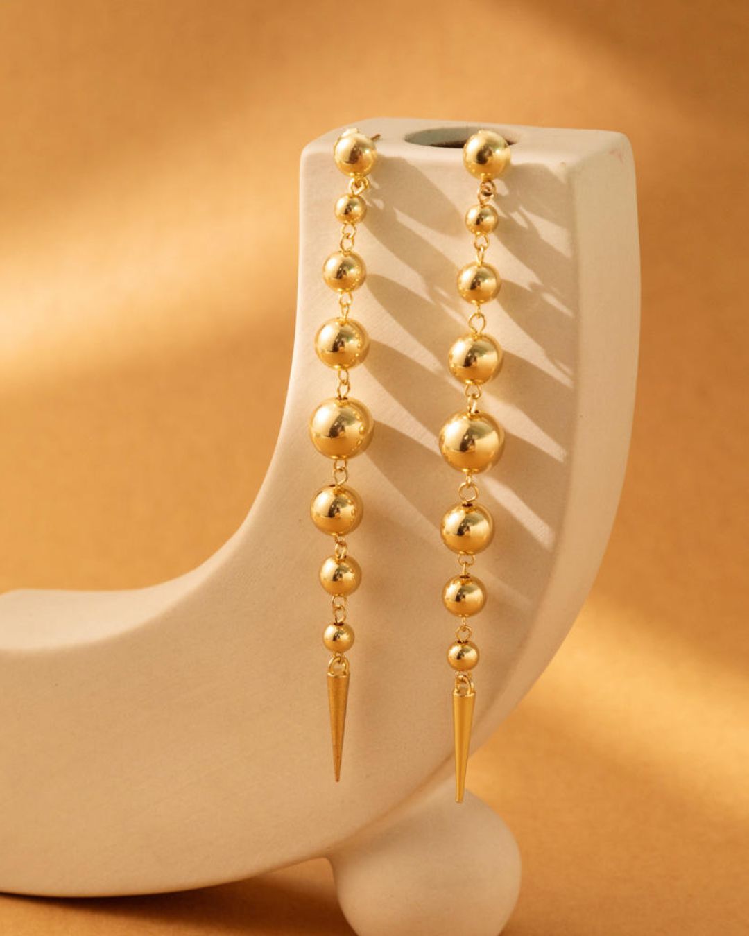 Golden Bead Drop Earrings