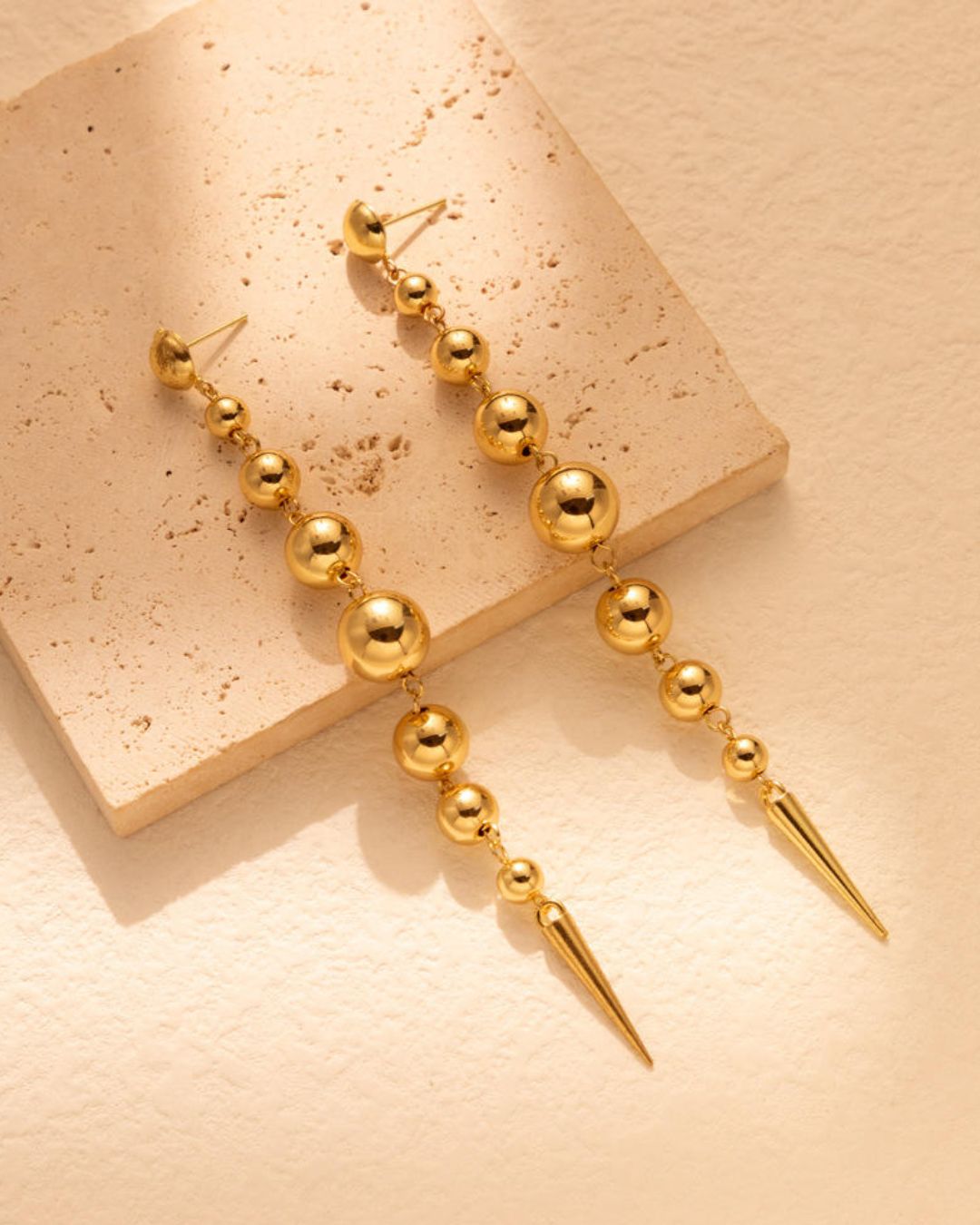 Golden Bead Drop Earrings