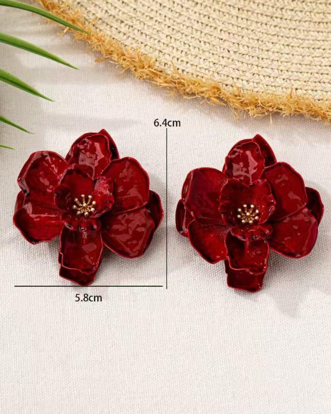 Maroon Floral Stud Earrings