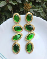 Maya Green Layered Drop Earrings