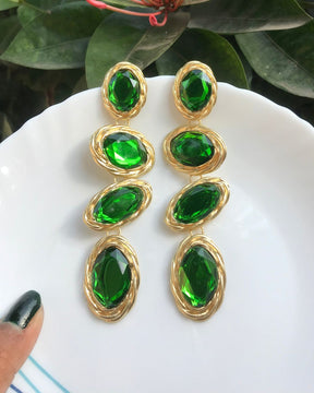 Maya Green Layered Drop Earrings
