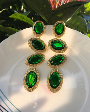 Maya Green Layered Drop Earrings
