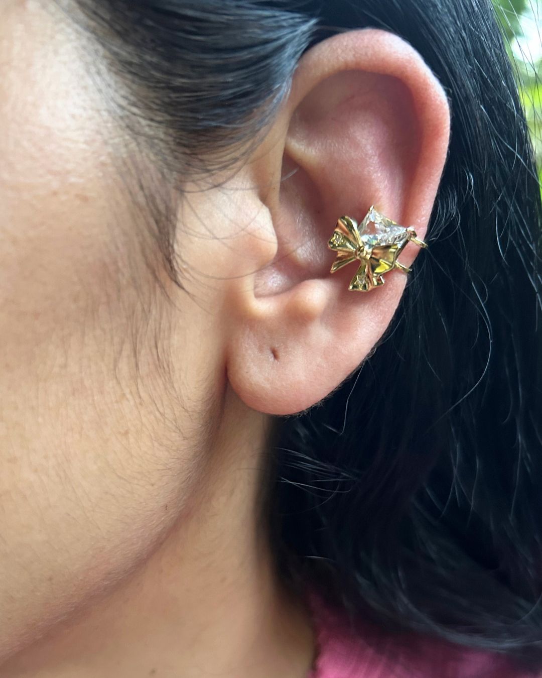 Golden Bow Ear Cuff