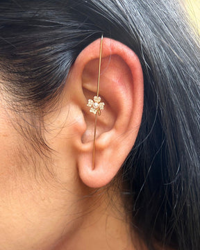 Golden Pearl Flower Ear Cuff