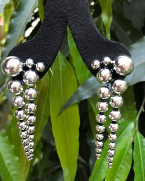 Silver Ball Bead Layered Drop Earrings