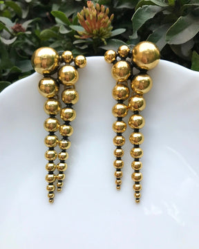 Golden Ball Bead Layered Drop Earrings