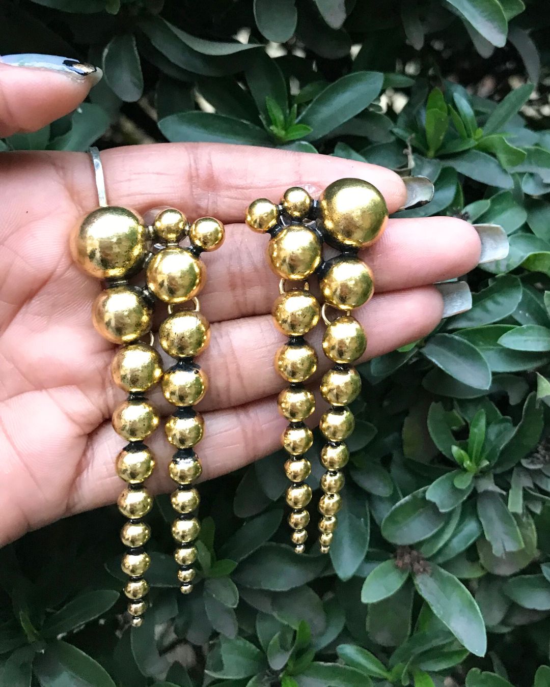Golden Ball Bead Layered Drop Earrings