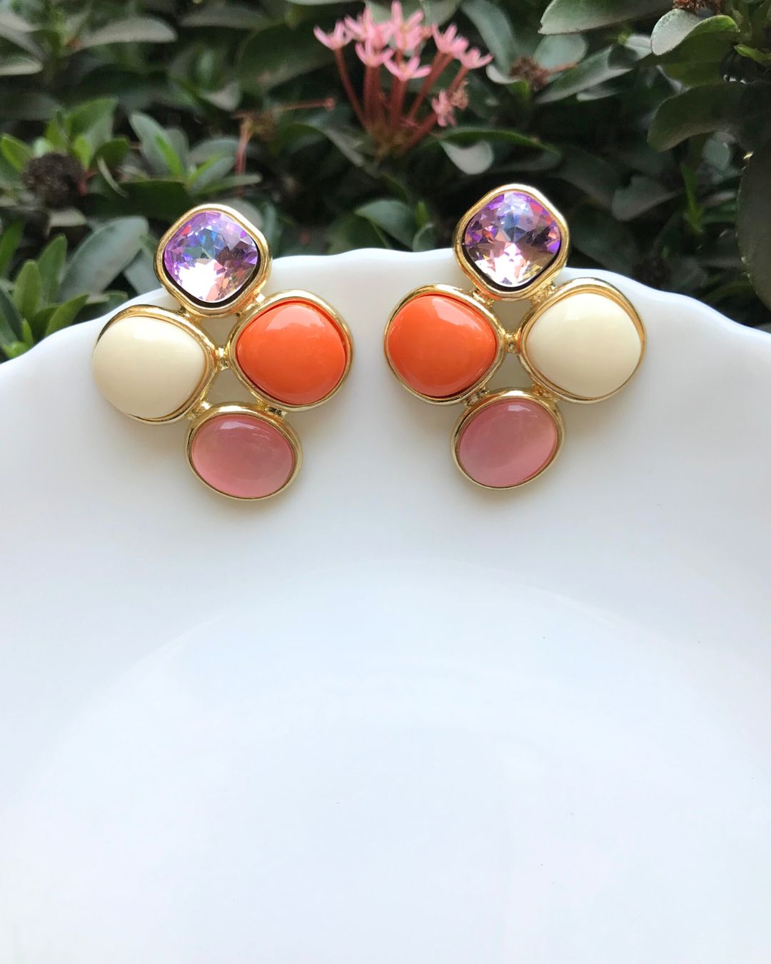 Vintage Gem Stud Earrings