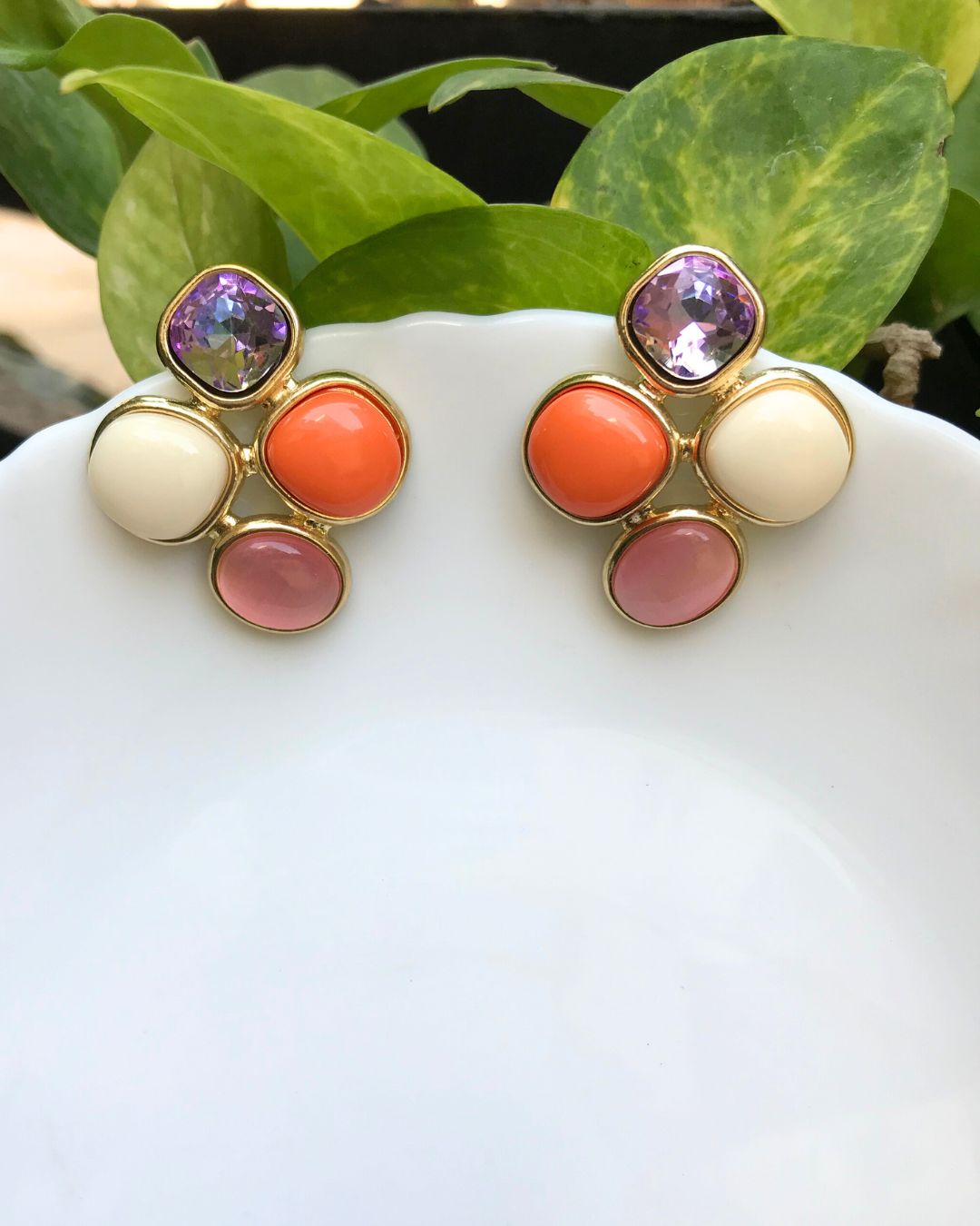 Vintage Gem Stud Earrings