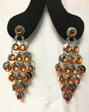 Orange Chandelier Drop Earrings