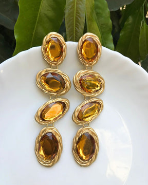 Maya Yellow Layered Drop Earrings
