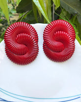 Maroon Twisted Ripple Drop Earrings