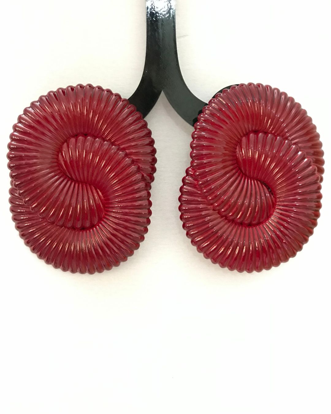 Maroon Twisted Ripple Drop Earrings