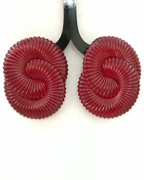 Maroon Twisted Ripple Drop Earrings