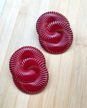 Maroon Twisted Ripple Drop Earrings