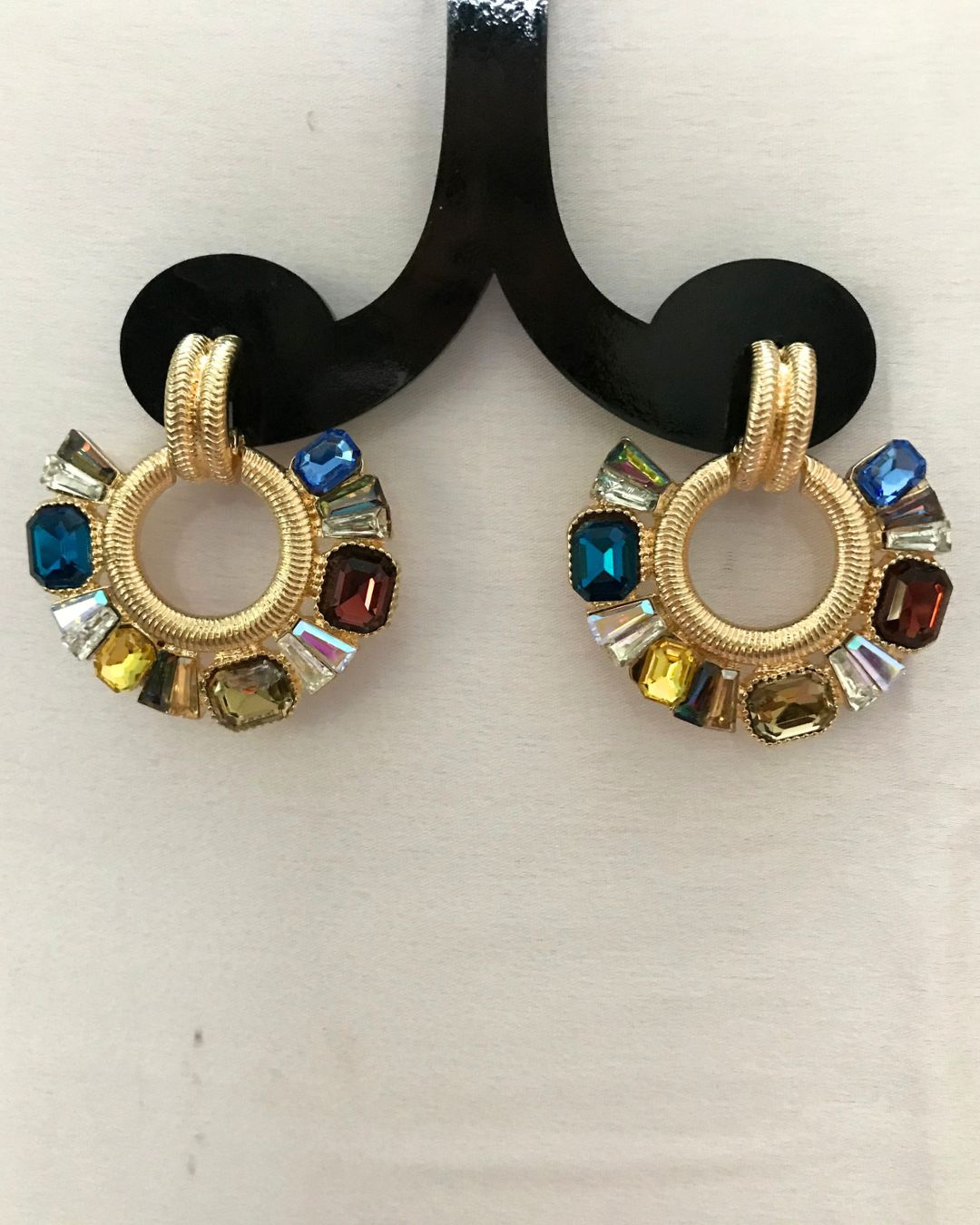 Multi Rhinestone Drop Earrings