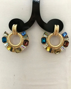 Multi Rhinestone Drop Earrings