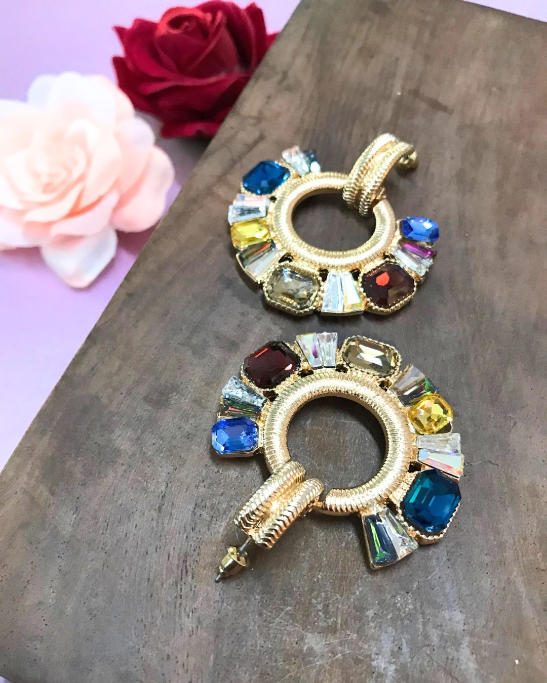 Multi Rhinestone Drop Earrings