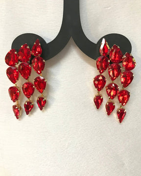 Red Crystal Dew Drop Earrings