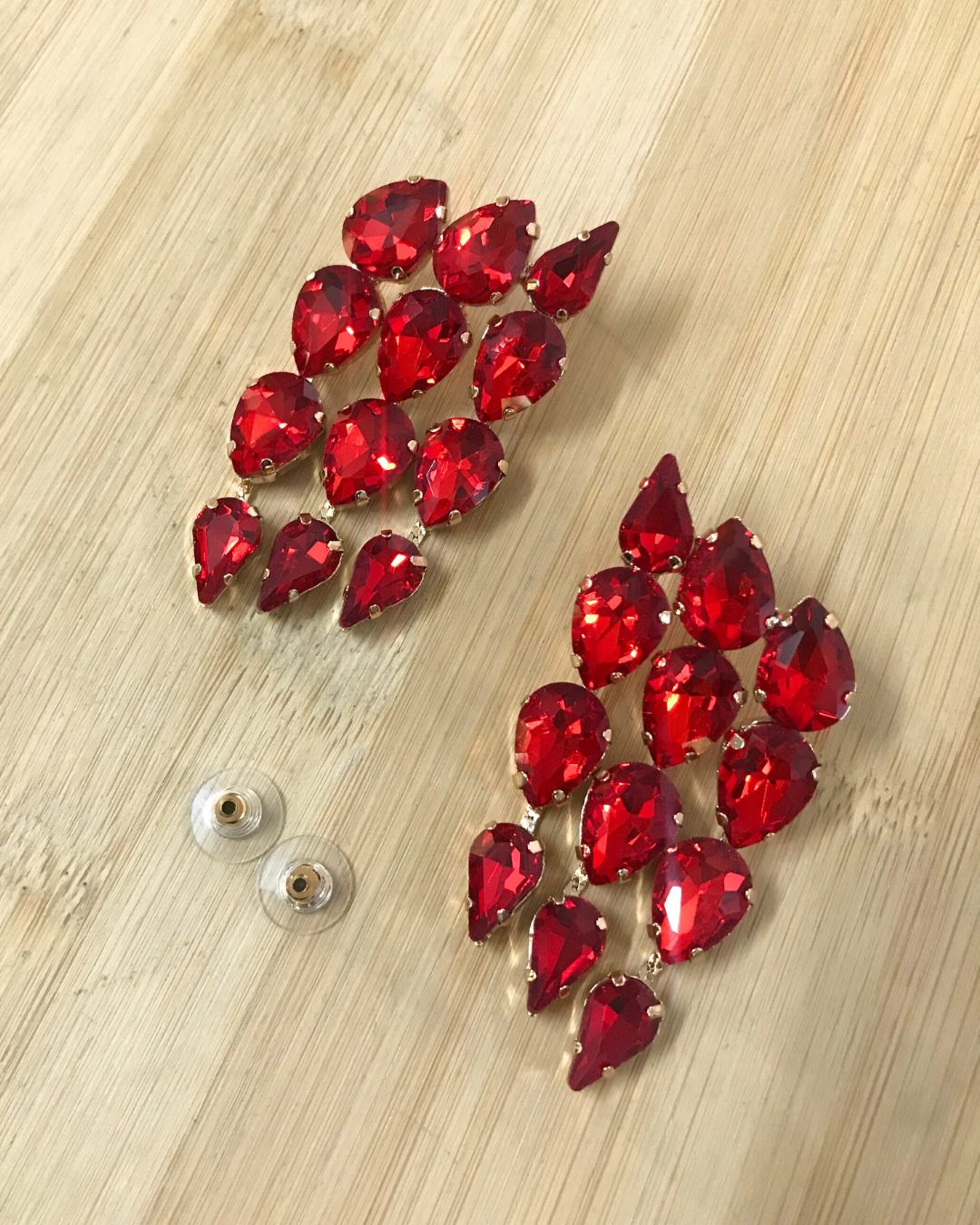 Red Crystal Dew Drop Earrings