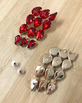 Red Crystal Dew Drop Earrings