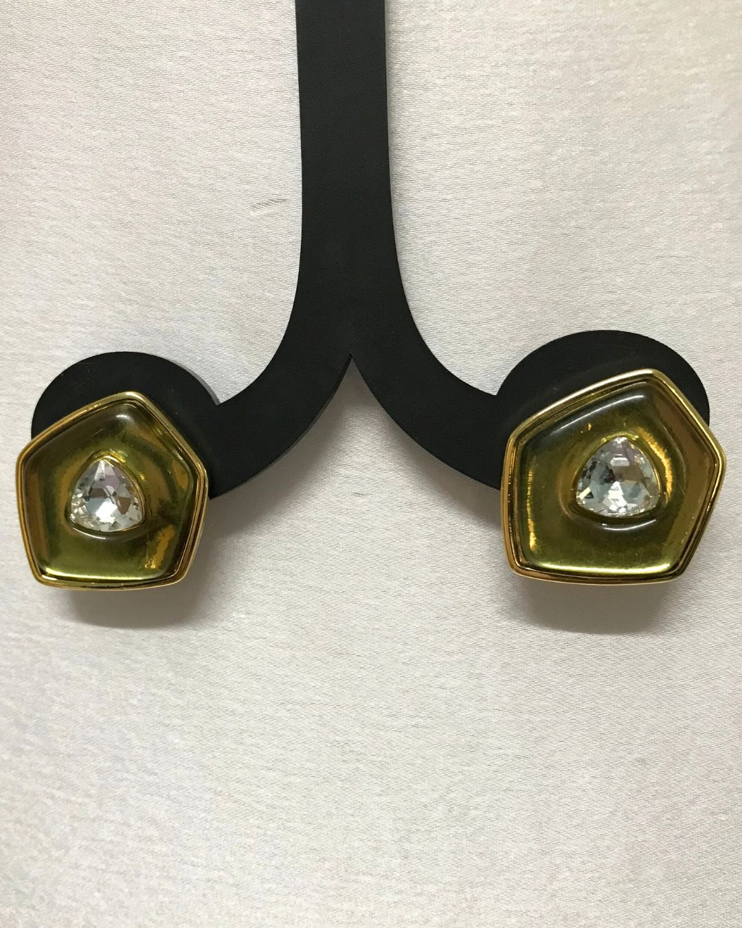 Green Prism Crystal Stud Earrings