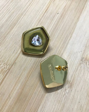 Green Prism Crystal Stud Earrings