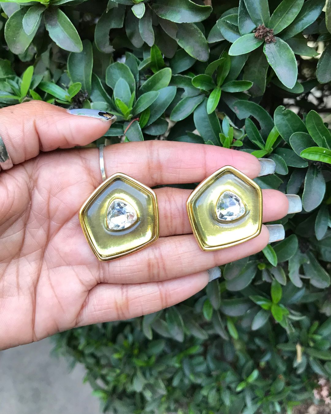 Green Prism Crystal Stud Earrings