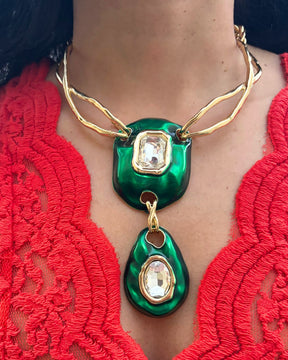 Vintage Retro Emerald Green Necklace