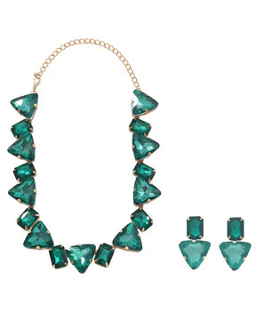 Green Crystal Statement Necklace Set