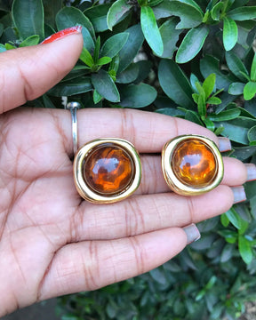 Brown Resin Stud Earrings