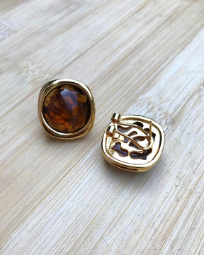 Brown Resin Stud Earrings