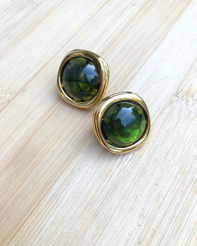 Green Resin Stud Earrings
