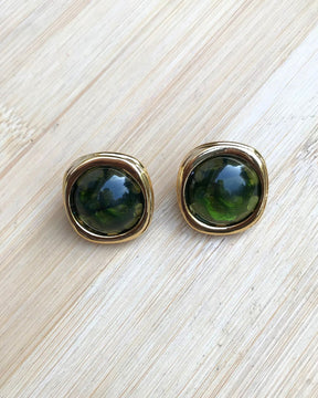 Green Resin Stud Earrings
