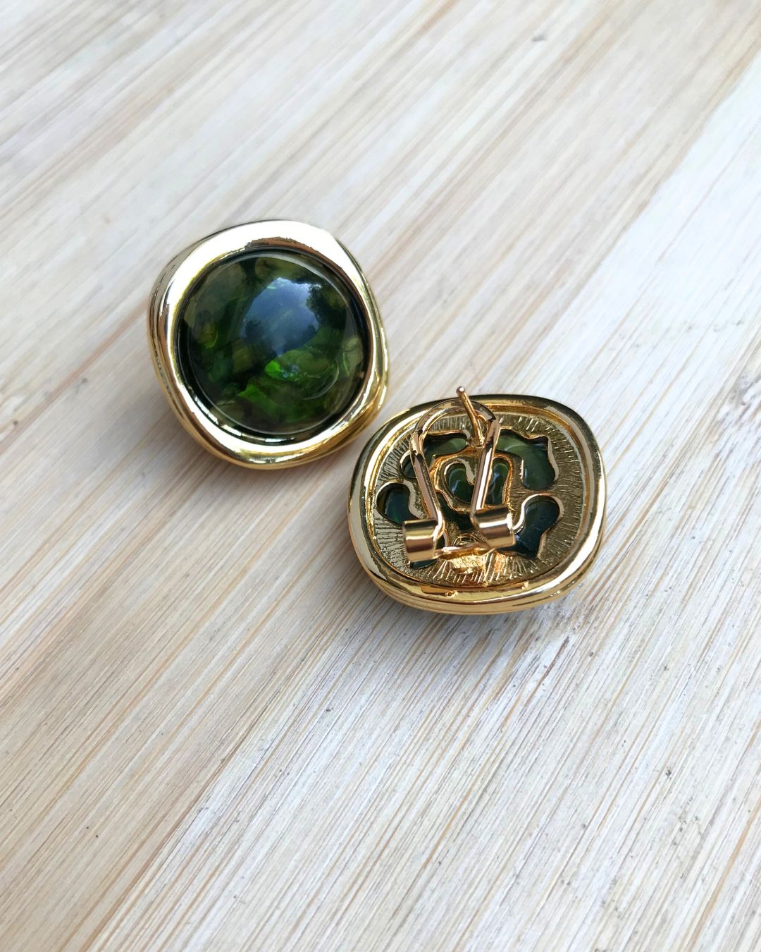Green Resin Stud Earrings