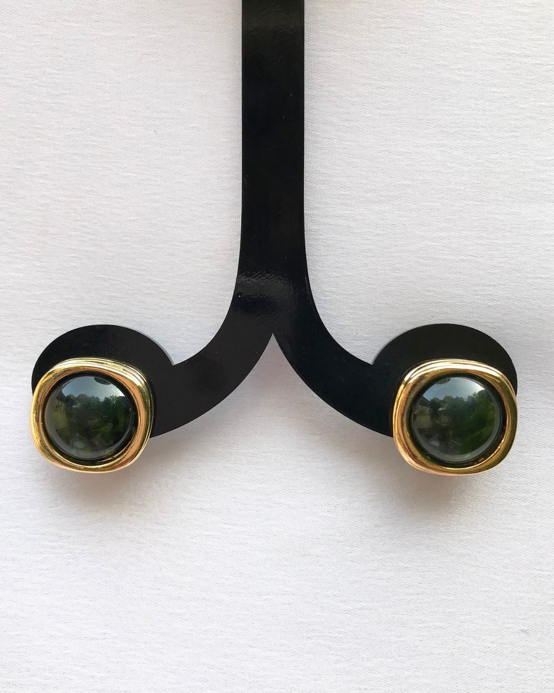 Green Resin Stud Earrings