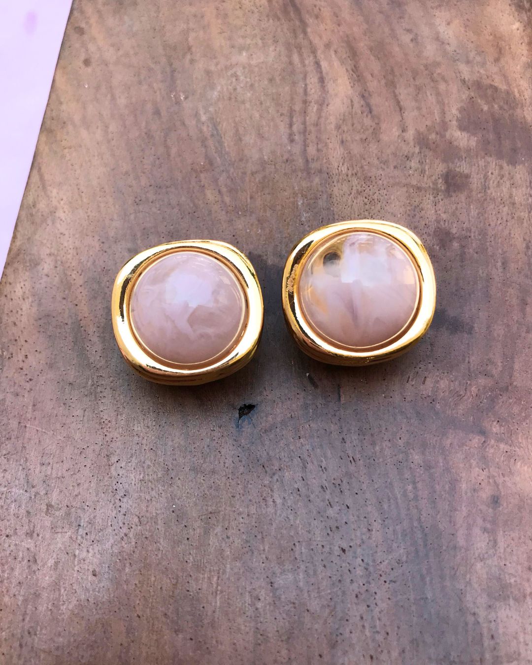 Baby Pink Resin Stud Earrings