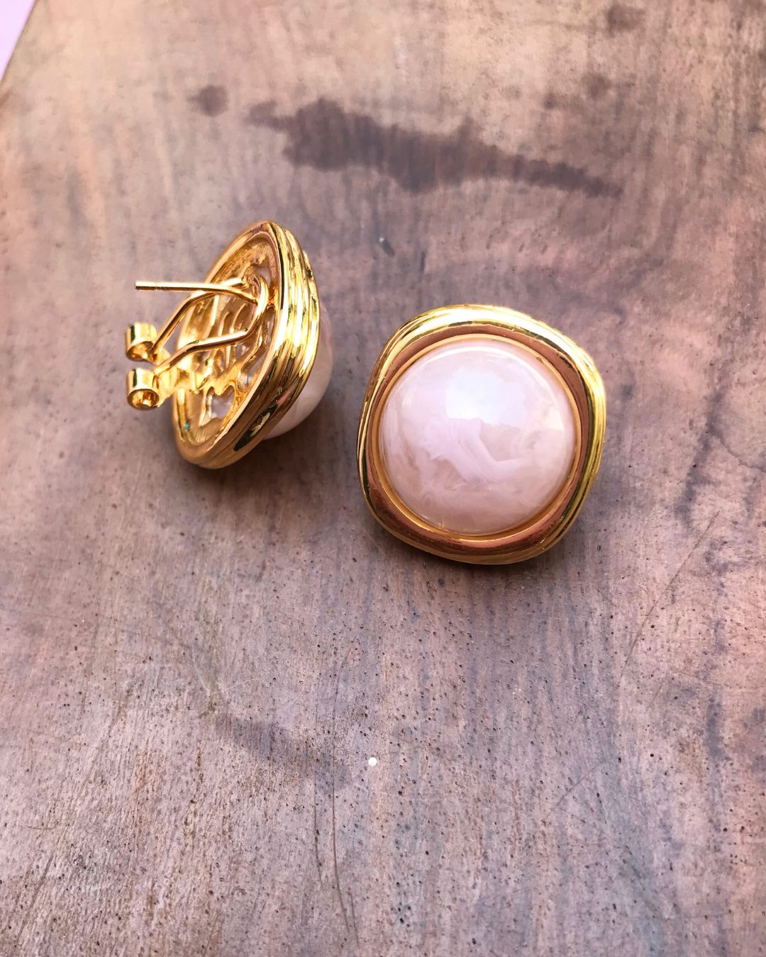 Baby Pink Resin Stud Earrings